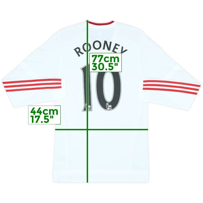 2015-16 Manchester United Player Issue Away L/S Shirt Rooney #10 (S/M)