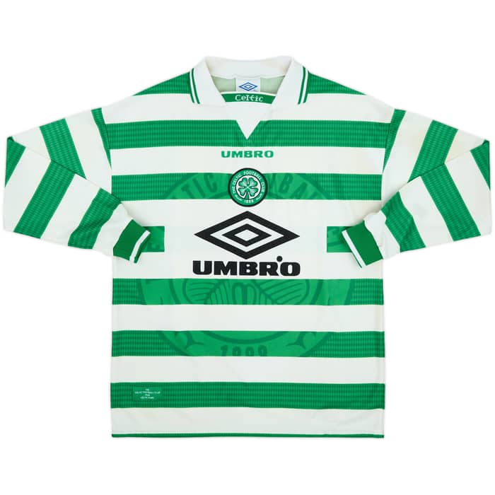 1997-99 Celtic Home L/S Shirt Larsson #7 - 8/10 - (L)