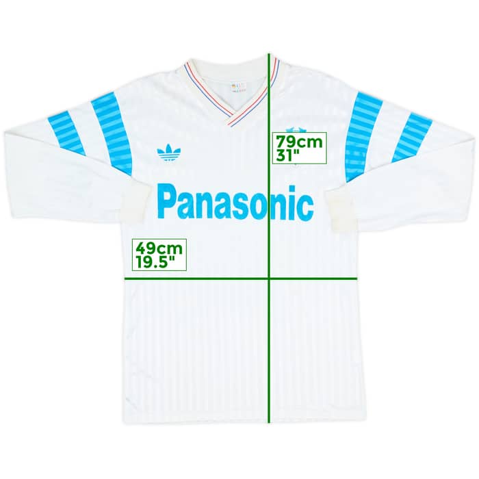 1990-91 Olympique Marseille Home L/S Shirt - 9/10 - (M)