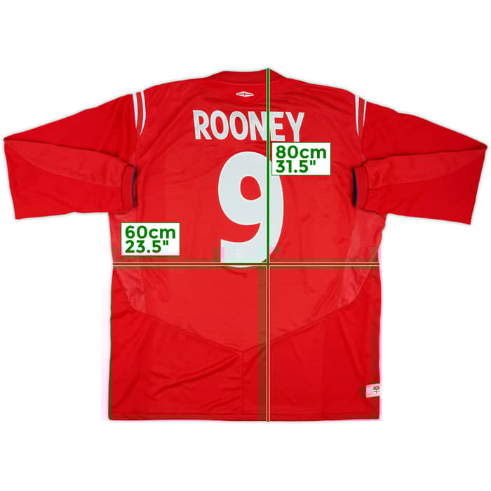 2004-06 England Away L/S Shirt Rooney #9 - 8/10 - (XXL)