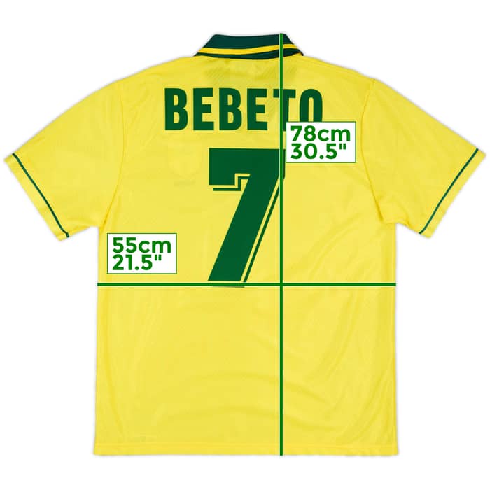1994 Brazil Home Shirt Bebeto #7 - 8/10 - (M)