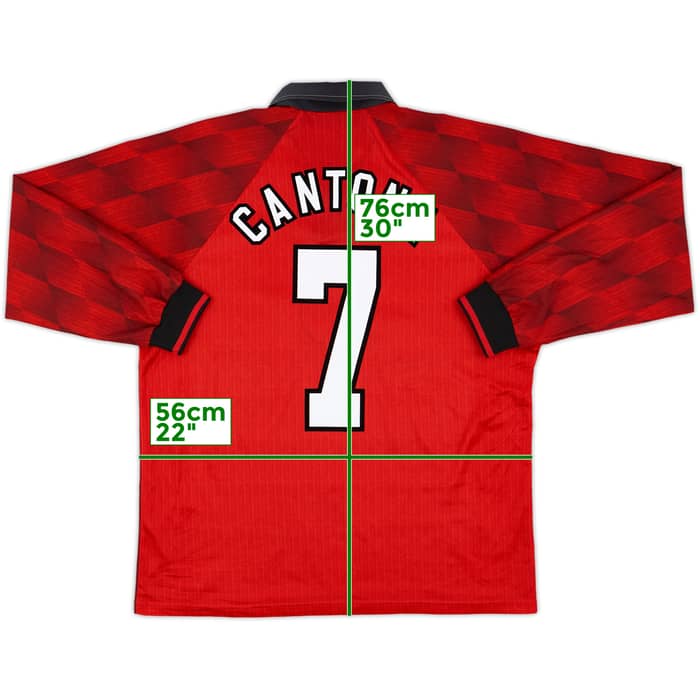 1996-98 Manchester United Home L/S Shirt Cantona #7 - 9/10 - (L)
