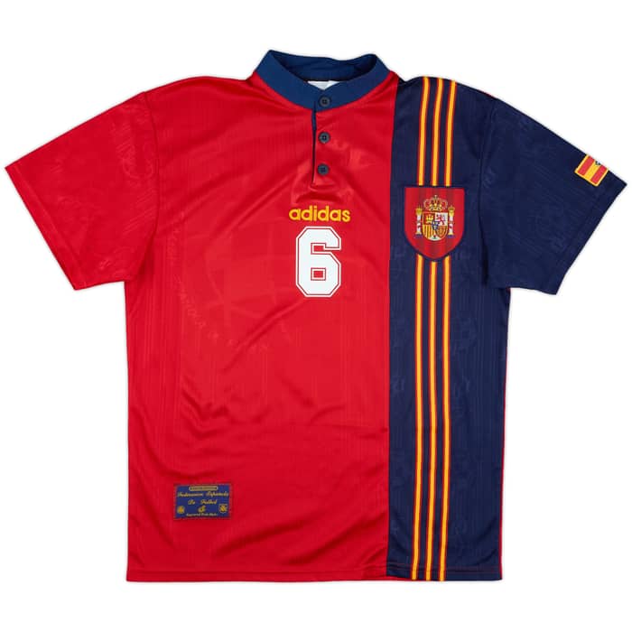 1996-98 Spain Home Shirt R.Hierro #6 - 9/10 - (M)
