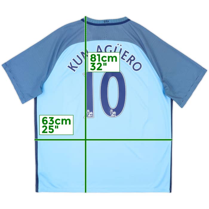 2016-17 Manchester City Home Shirt Kun Aguero #10 - 7/10 - (XXL)