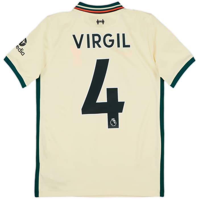 2021-22 Liverpool Away Shirt Virgil #4 - 6/10 - (L.Boys)