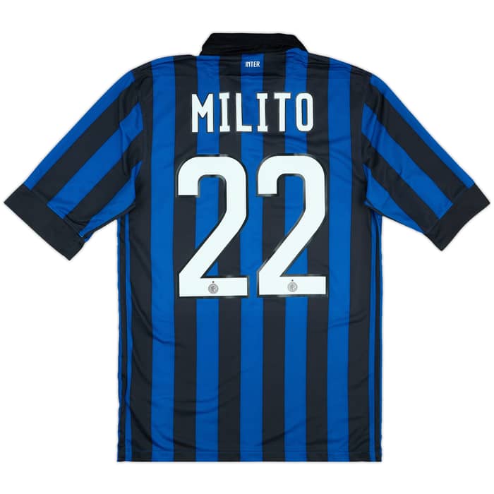 2011-12 Inter Milan Home Shirt Milito #22 - 8/10 - (S)