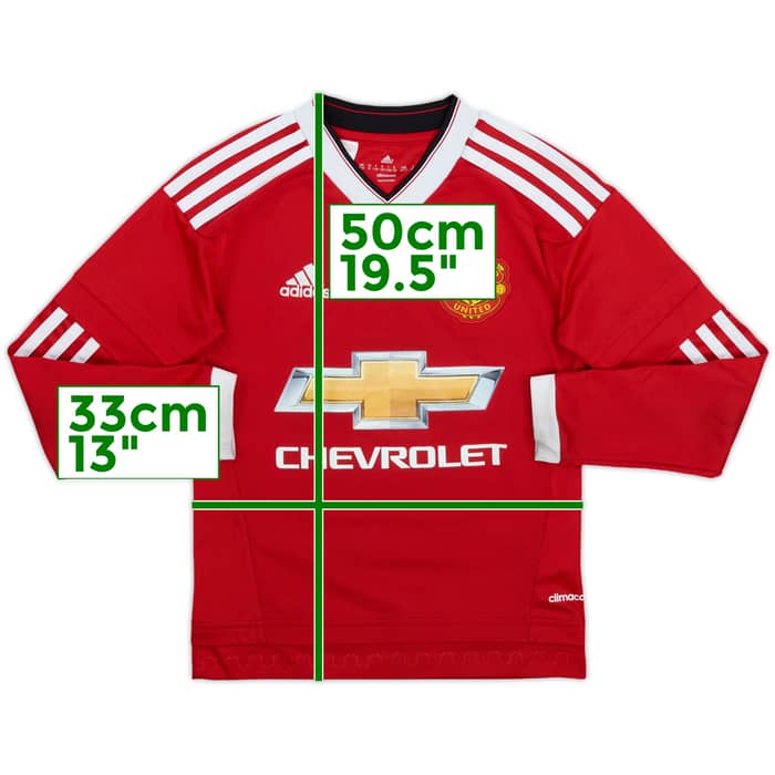 2015-16 Manchester United Home L/S Shirt - 6/10 - (S.Boys)