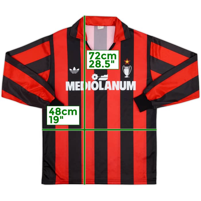 1990-91 AC Milan Basic Home L/S Shirt - 9/10 - (XS)