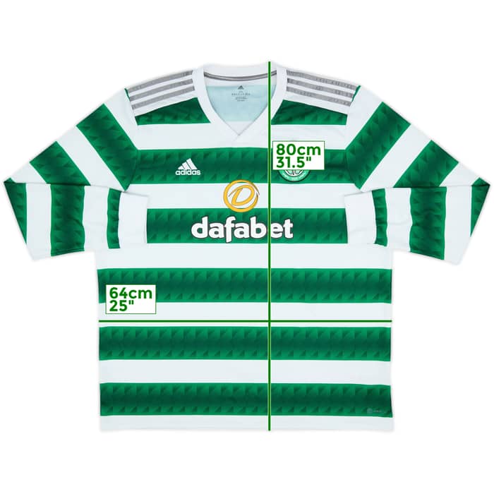 2022-23 Celtic Home L/S Shirt - 8/10 - (XXL)