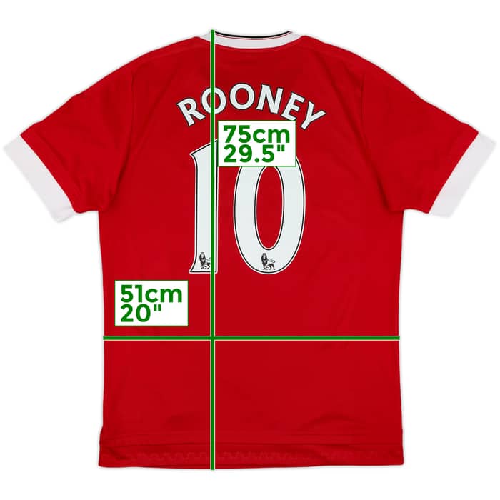 2015-16 Manchester United Home Shirt Rooney #10 - 8/10 - (M)