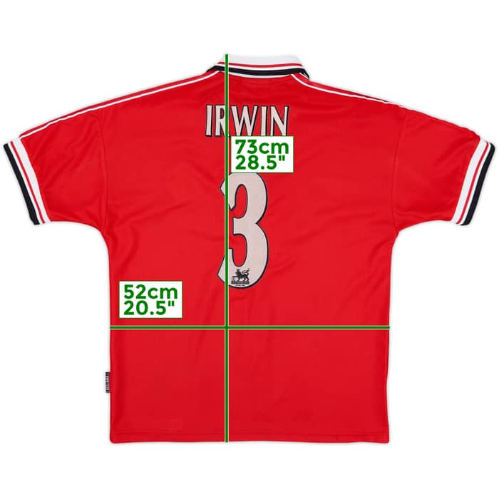 1998-00 Manchester United Home Shirt Irwin #3 - 8/10 - (L)