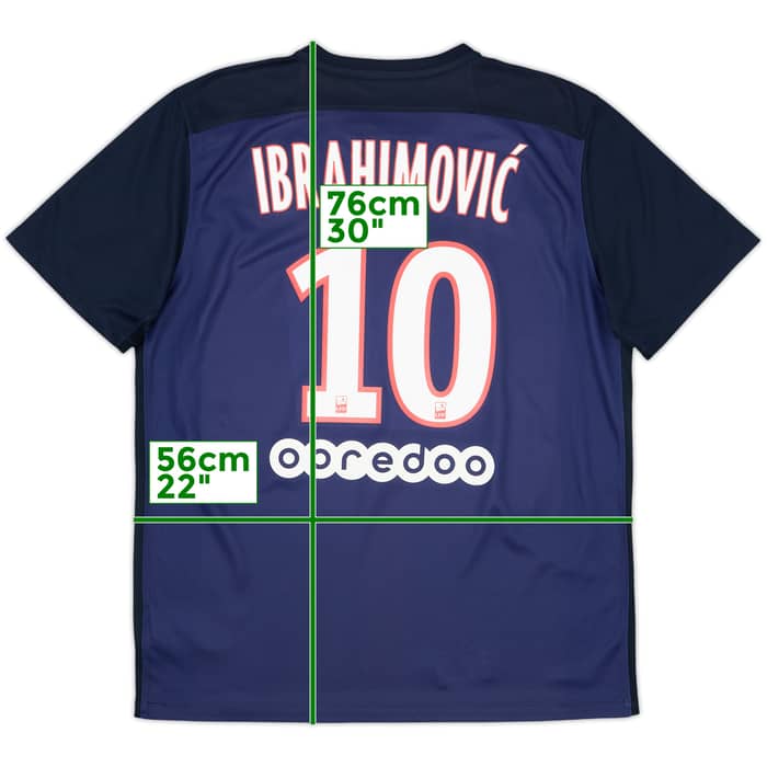 2015-16 Paris Saint-Germain Home Shirt Ibrahimovic #10 - 8/10 - (L)