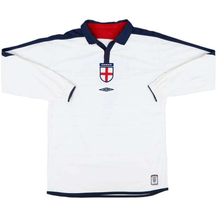 2003-05 England Home L/S Shirt Beckham #7 - 8/10 - (M)