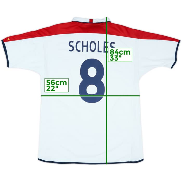 2003-05 England Home Shirt Scholes #8 - 7/10 - (XL)