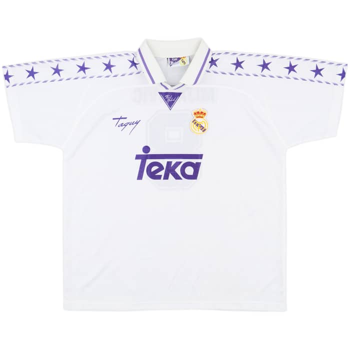 1996-97 Real Madrid Taquy Home Shirt Mijatovic #8 - 8/10 - (XXL)