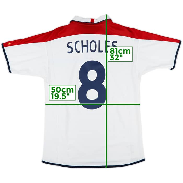 2003-05 England Home Shirt Scholes #8 - 7/10 - (M)