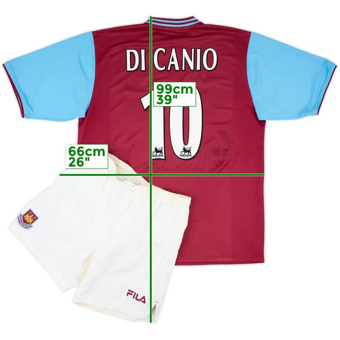 2001-03 West Ham Home Shirt & Shorts Di Canio #10 - 8/10 - (XL)