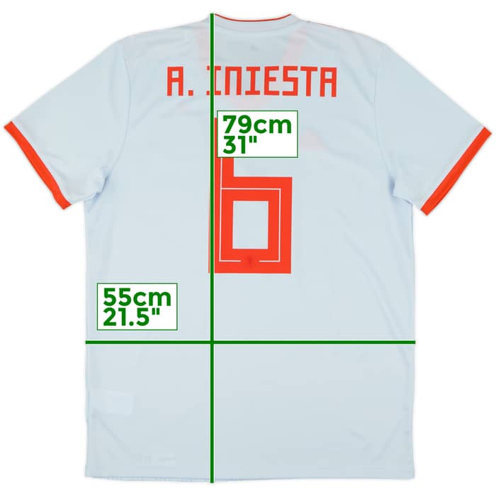 2018-19 Spain Away Shirt A.Iniesta #6 - 9/10 - (L)