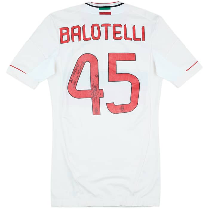 2012-13 AC Milan Player Issue TechFit Signed Away Shirt Balotelli #45 - 4/10 - (L)
