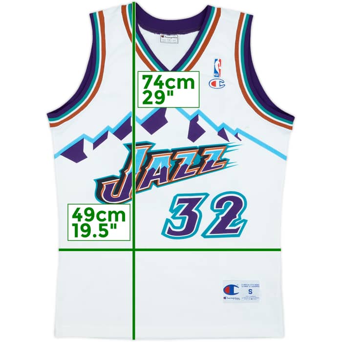 1996-03 Utah Jazz Malone #32 Champion Home Jersey - 8/10 - (S)