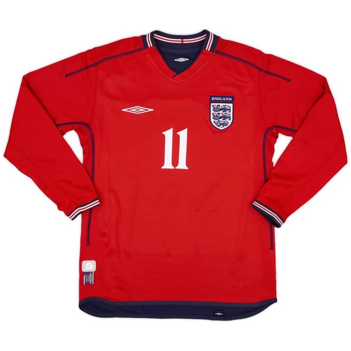 2002-04 England Away L/S Shirt Heskey #11 - 8/10 - (S)