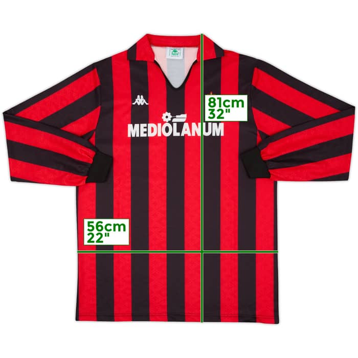 Camiseta de local del AC Milan 1989-90 L/S - 8/10 - (XL)
