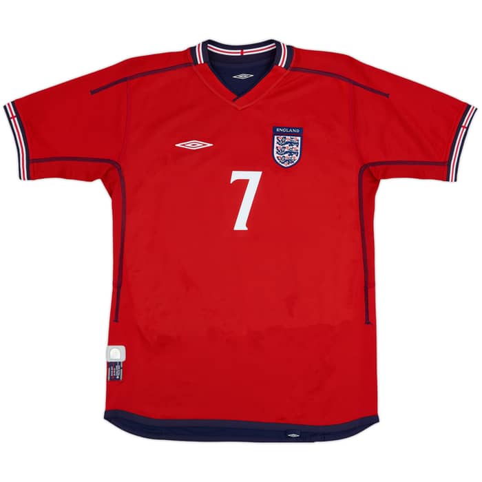 2002-04 England Away Shirt Beckham #7 - 8/10 - (XL.Boys)