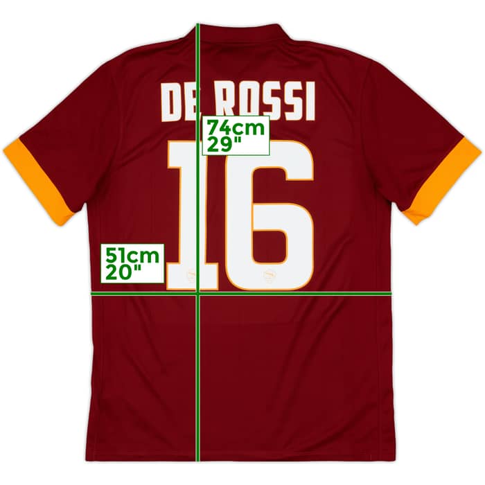 2014-15 Roma Home Shirt De Rossi #16 - 8/10 - (M)