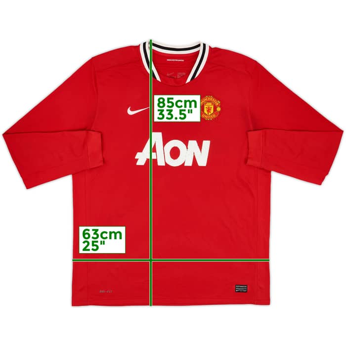 2011-12 Manchester United Home L/S Shirt - 5/10 - (XXL)