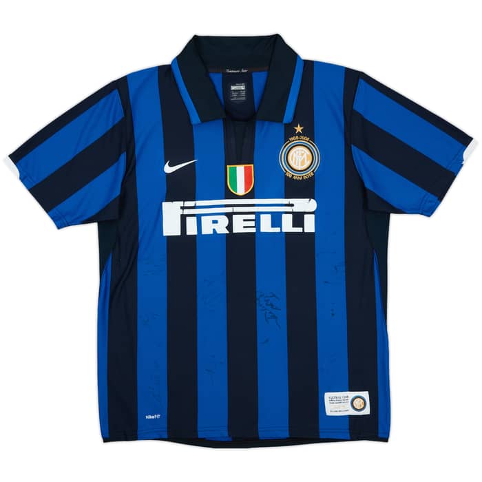 2007-08 Inter Milan Signed Centenary Home Shirt - 6/10 - (L)