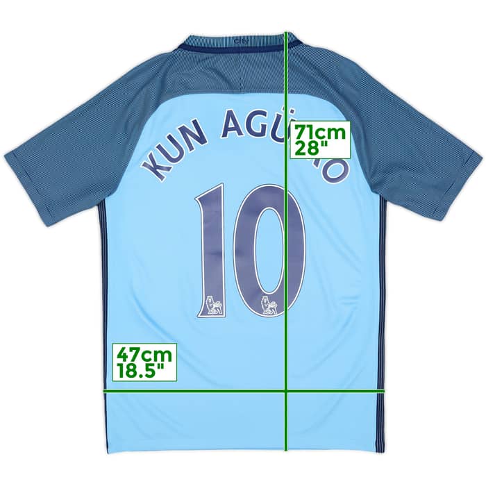 2016-17 Manchester City Home Shirt Kun Aguero #10 - 6/10 - (S)