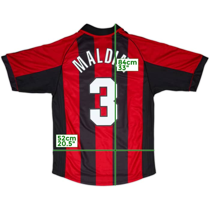 1998-00 AC Milan Home Shirt Maldini #3 - 8/10 - (M)