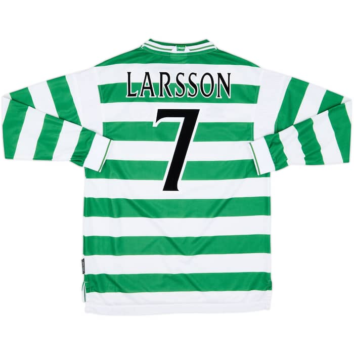 1999-01 Celtic Home L/S Shirt Larsson #7 - 8/10 - (L)