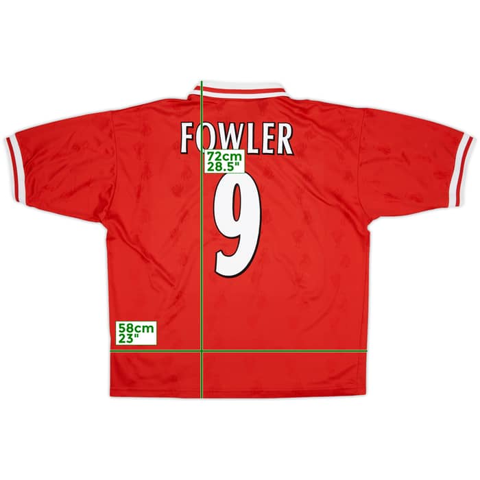 1996-98 Liverpool Home Shirt Fowler #9 - 7/10 - (XL)