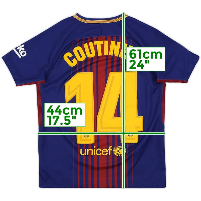 2017-18 Barcelona Home Shirt Coutinho #14 - 7/10 - (L.Boys)