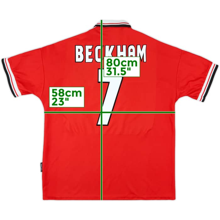 1998-00 Manchester United Home Shirt Beckham #7 - 6/10 - (XL)