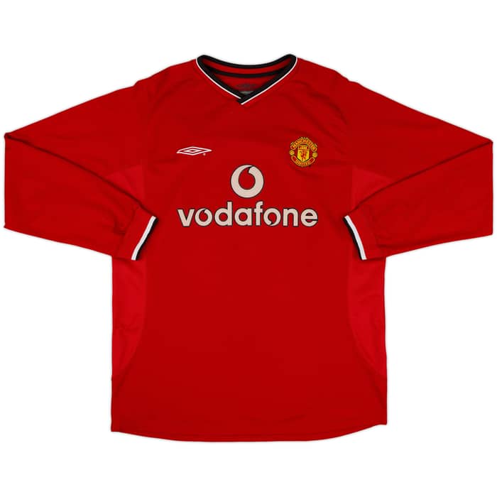2000-02 Manchester United Home L/S Shirt Beckham #7 - 7/10 - (L)