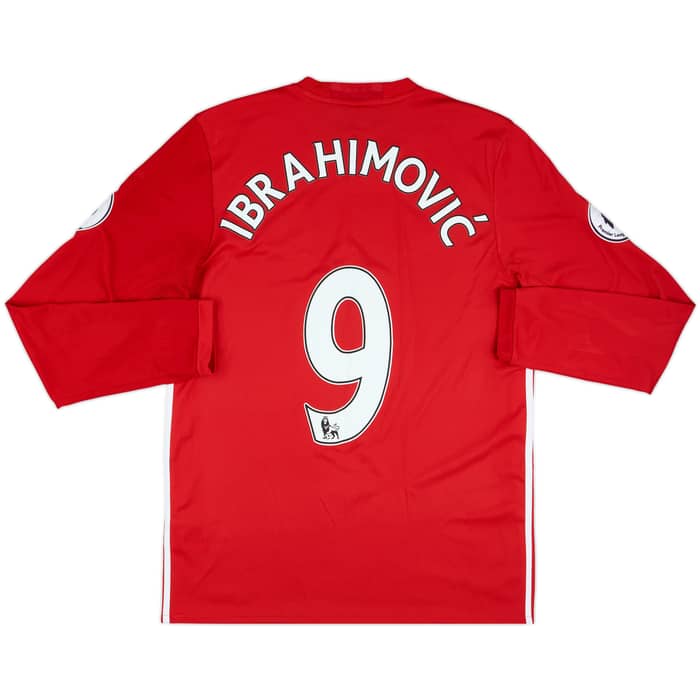 2016-17 Manchester United Home L/S Shirt Ibrahimovic #9 - 8/10 - (L)