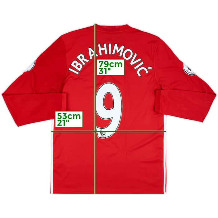 2016-17 Manchester United Home L/S Shirt Ibrahimovic #9 - 8/10 - (L)