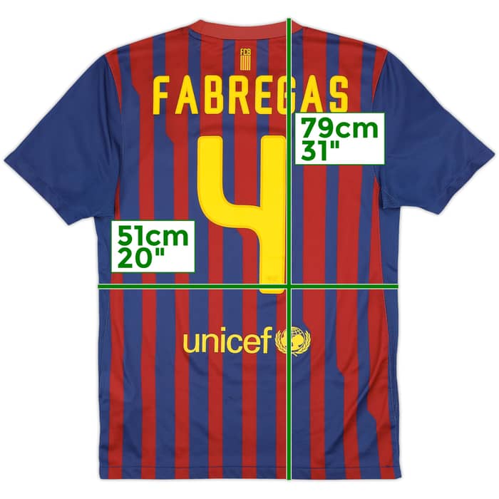 2011-12 Barcelona Home Shirt Fabregas #4 - 8/10 - (S)