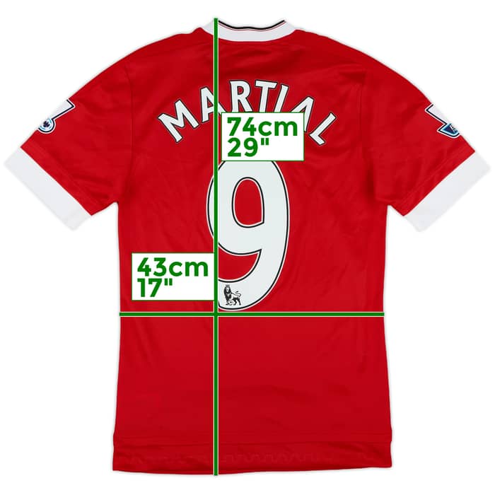 2015-16 Manchester United Authentic Home Shirt Martial #9 - 9/10 - (S)