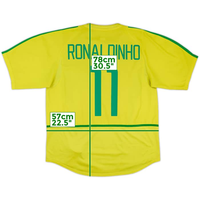 2002-04 Brazil Home Shirt Ronaldinho #11 - 5/10 - (L)