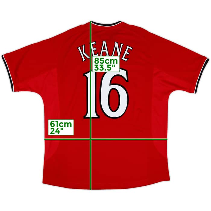 2000-02 Manchester United Home Shirt Keane #16 - 8/10 - (XL)
