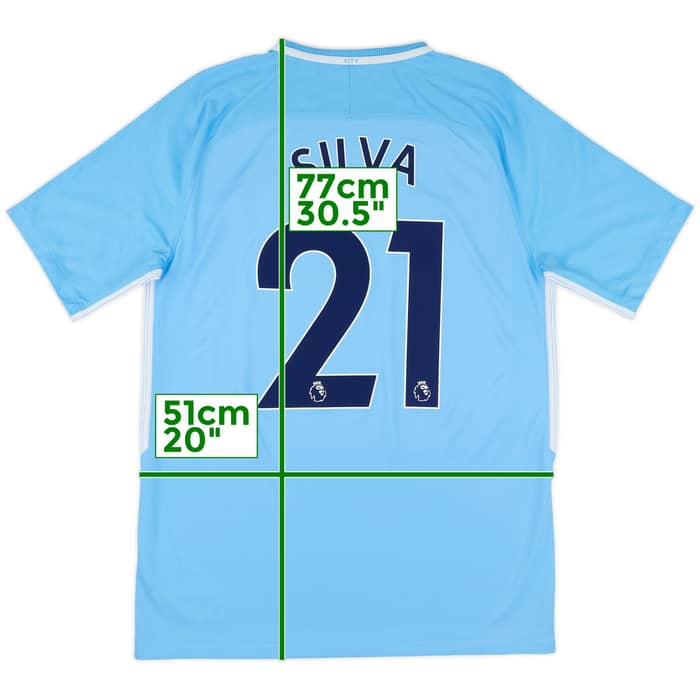 2017-18 Manchester City Home Shirt Silva #21 - 8/10 - (M)
