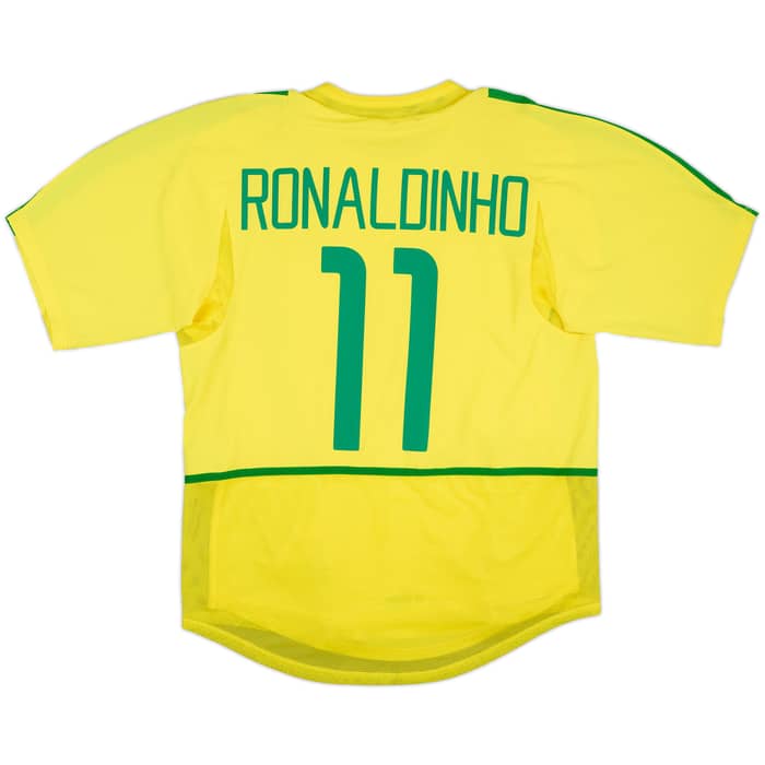 2002-04 Brazil Player Issue Home Shirt Ronaldinho #11 - 10/10 - (M)