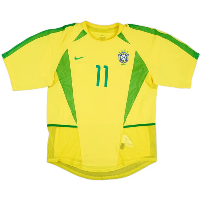 2002-04 Brazil Player Issue Home Shirt Ronaldinho #11 - 10/10 - (M)