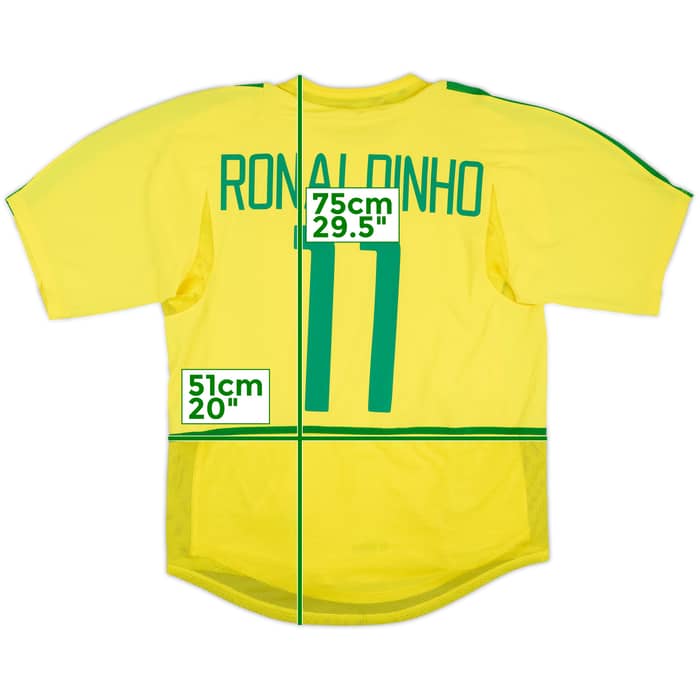 2002-04 Brazil Player Issue Home Shirt Ronaldinho #11 - 10/10 - (M)