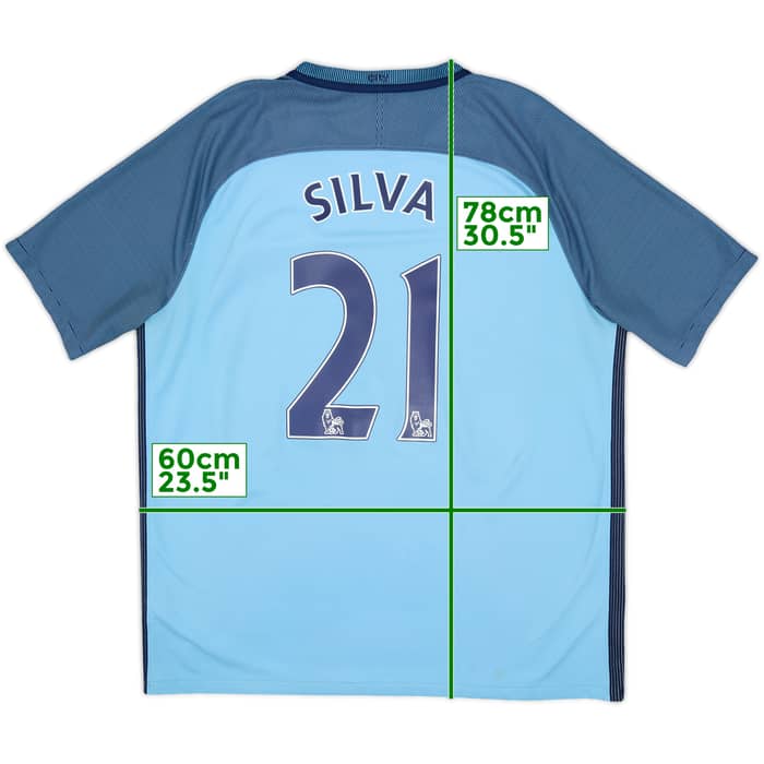 2016-17 Manchester City Home Shirt Silva #21 - 8/10 - (XL)