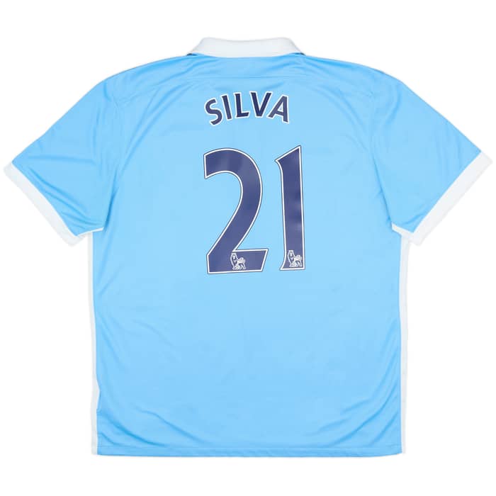 2015-16 Manchester City Home Shirt Silva #21 - 9/10 - (XL)