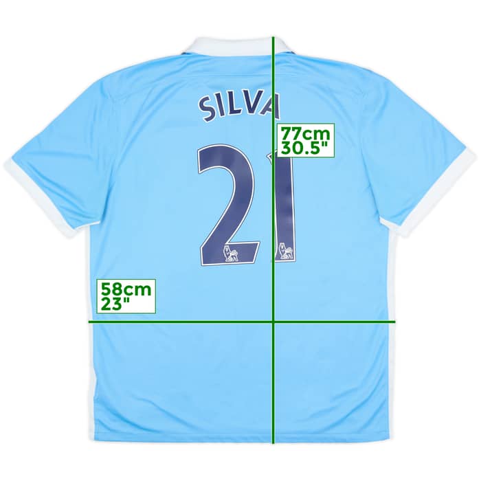 2015-16 Manchester City Home Shirt Silva #21 - 9/10 - (XL)